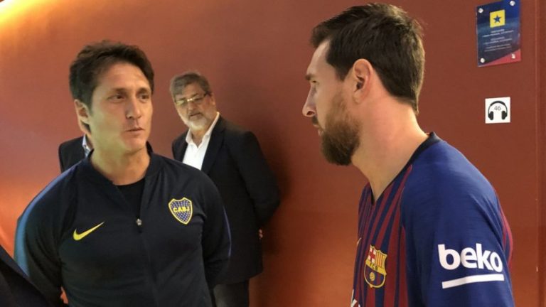 Guillermo Barros Schelotto y Messi, cara a cara